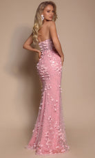 Portia and Scarlett PS26176 - Floral Embellished Plunging V-Neck Dress - back view