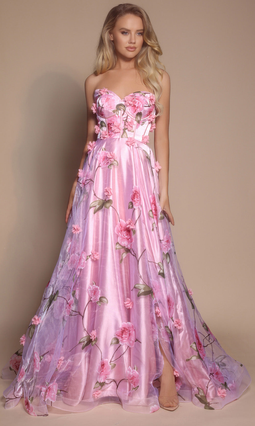 Portia and Scarlett PS26180 - Floral Bodice A-Line Prom Gown - designer prom dress at Silhouette Dresses