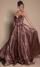 Portia and Scarlett PS26188 - Leopard Print Beaded Bust Ballgown - designer prom dress at Silhouette Dresses