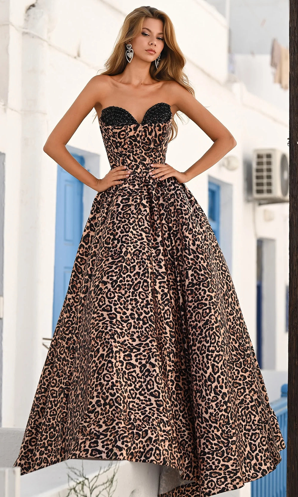 Portia and Scarlett PS26188 - Leopard Print Beaded Bust Ballgown - view 4