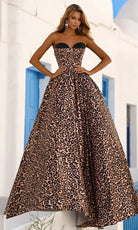 Portia and Scarlett PS26188 - Leopard Print Beaded Bust Ballgown - detail view