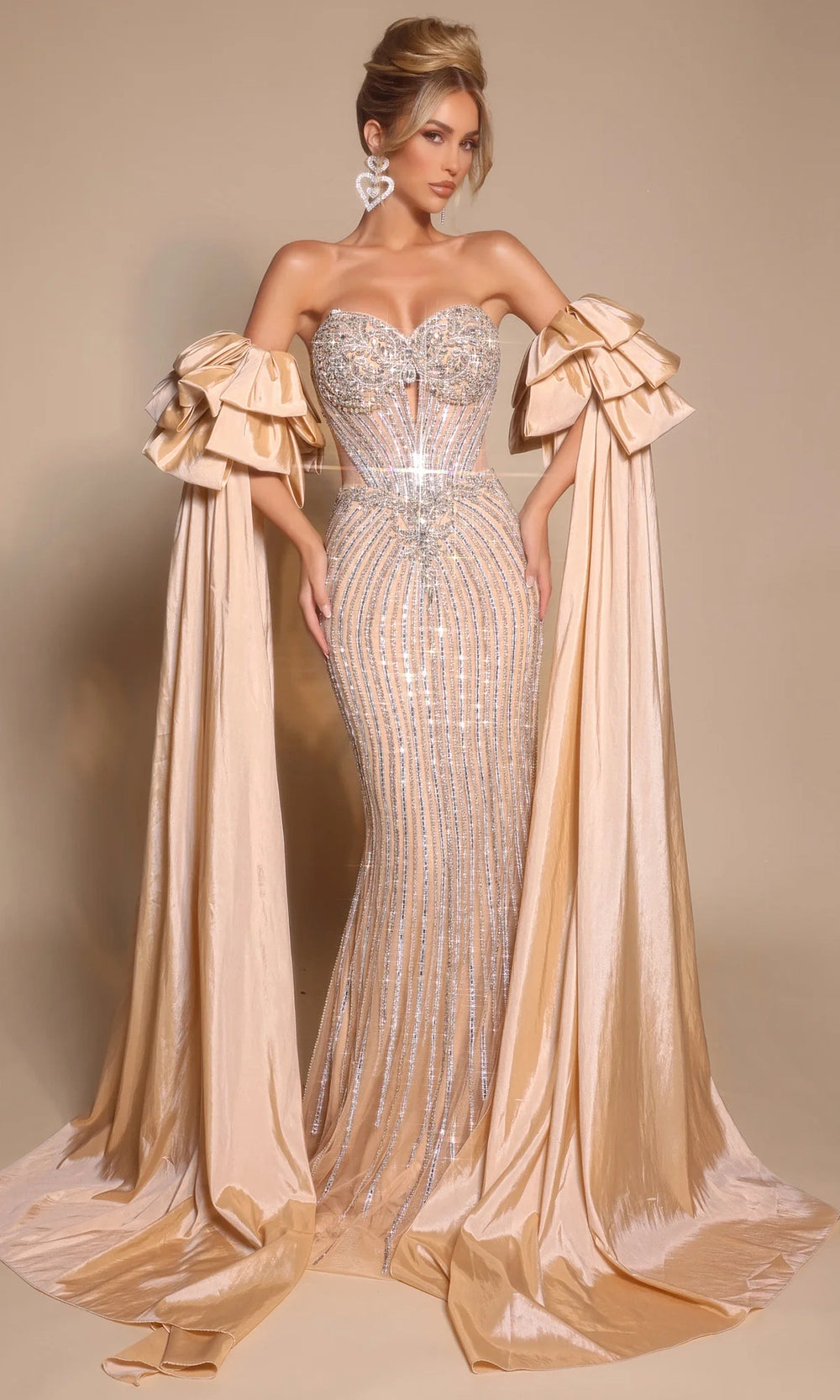 Portia and Scarlett PS26195 - Beaded Mesh Sweetheart Fitted Gown - designer pageant gown at Silhouette Dresses