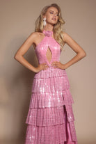Portia and Scarlett PS26198 - Halter Tiered Gown With Front Keyhole - view 5
