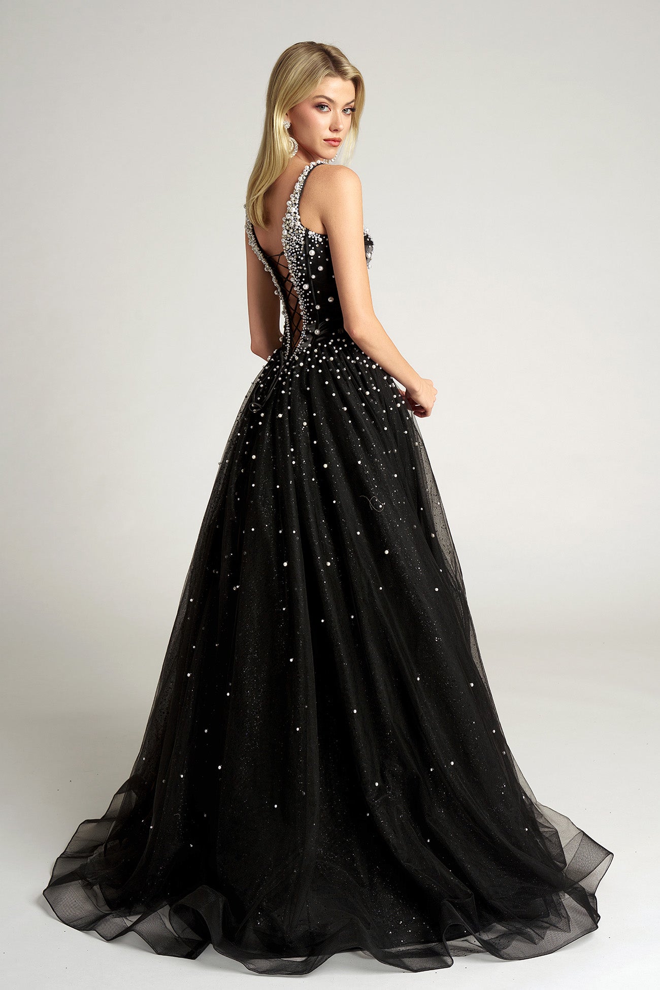 Portia and Scarlett PS26208 - Spaghetti Strap Pearl Beaded Ballgown - view 6
