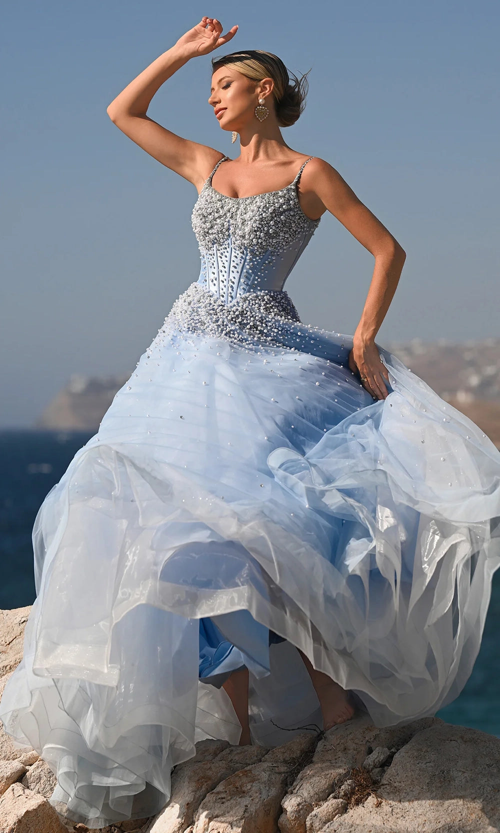 Portia and Scarlett PS26208 - Spaghetti Strap Pearl Beaded Ballgown - view 7