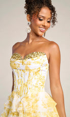 Portia and Scarlett PS26210 - Floral Print Tiered A-Line Gown - detail view