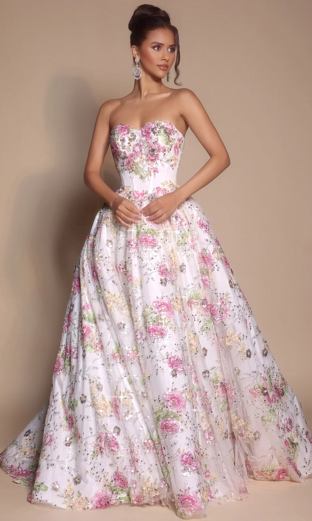 Portia and Scarlett PS26215 - Floral Sweetheart Neck Ballgown - designer prom dress at Silhouette Dresses