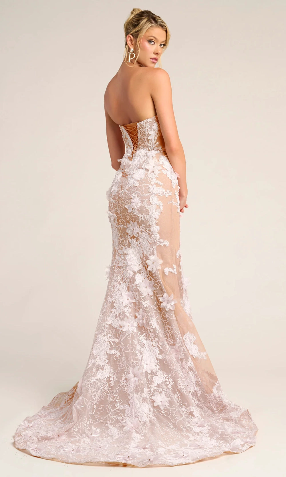 Portia and Scarlett PS26248 - Floral Bodice Plunge Sweetheart Dress - view 6