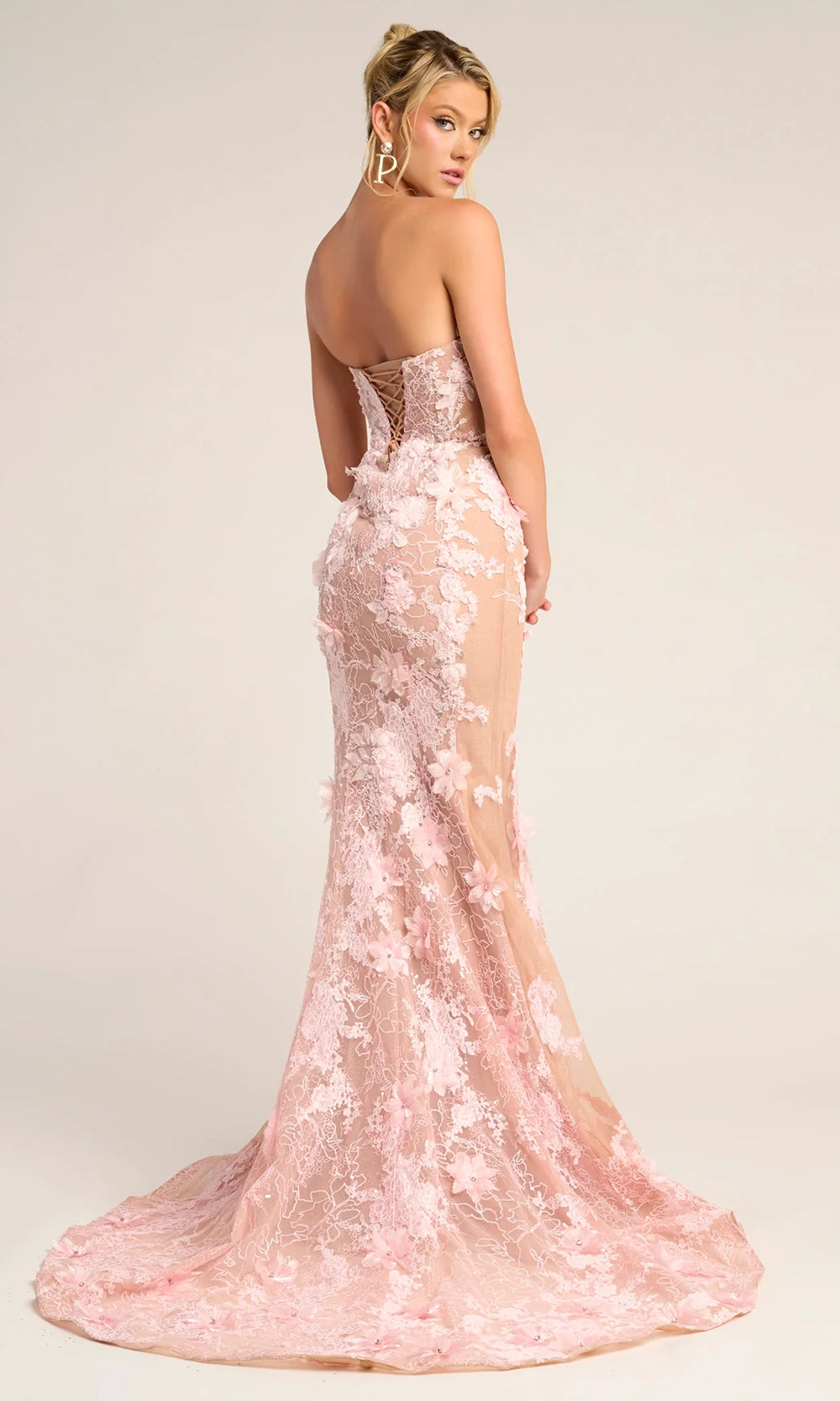 Portia and Scarlett PS26248 - Floral Bodice Plunge Sweetheart Dress - view 5