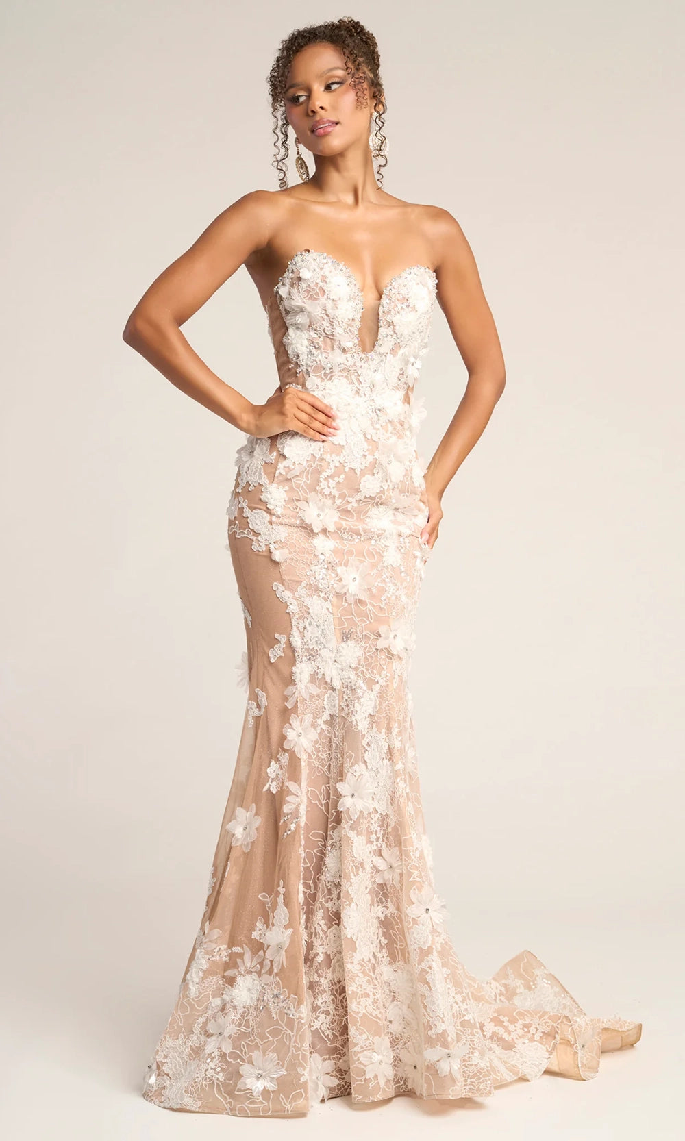 Portia and Scarlett PS26248 - Floral Bodice Plunge Sweetheart Dress - designer prom dress at Silhouette Dresses