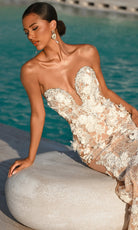 Portia and Scarlett PS26248 - Floral Bodice Plunge Sweetheart Dress - detail view