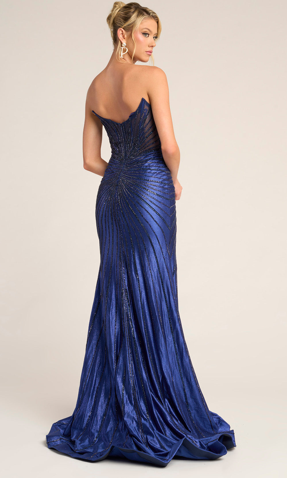 Portia and Scarlett PS26250 - Scoop Neckline Illusion Beaded Gown - back view