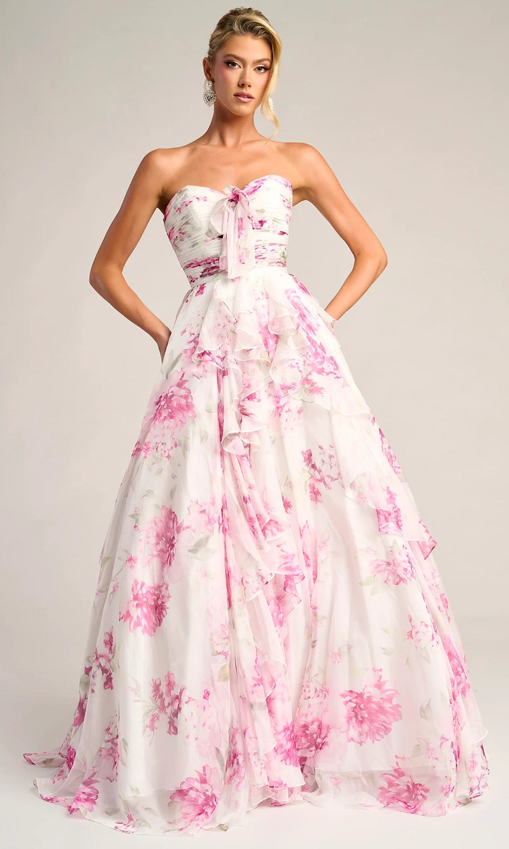 Portia and Scarlett PS26254 - Cascading Ruffle Floral Print Gown - view 7