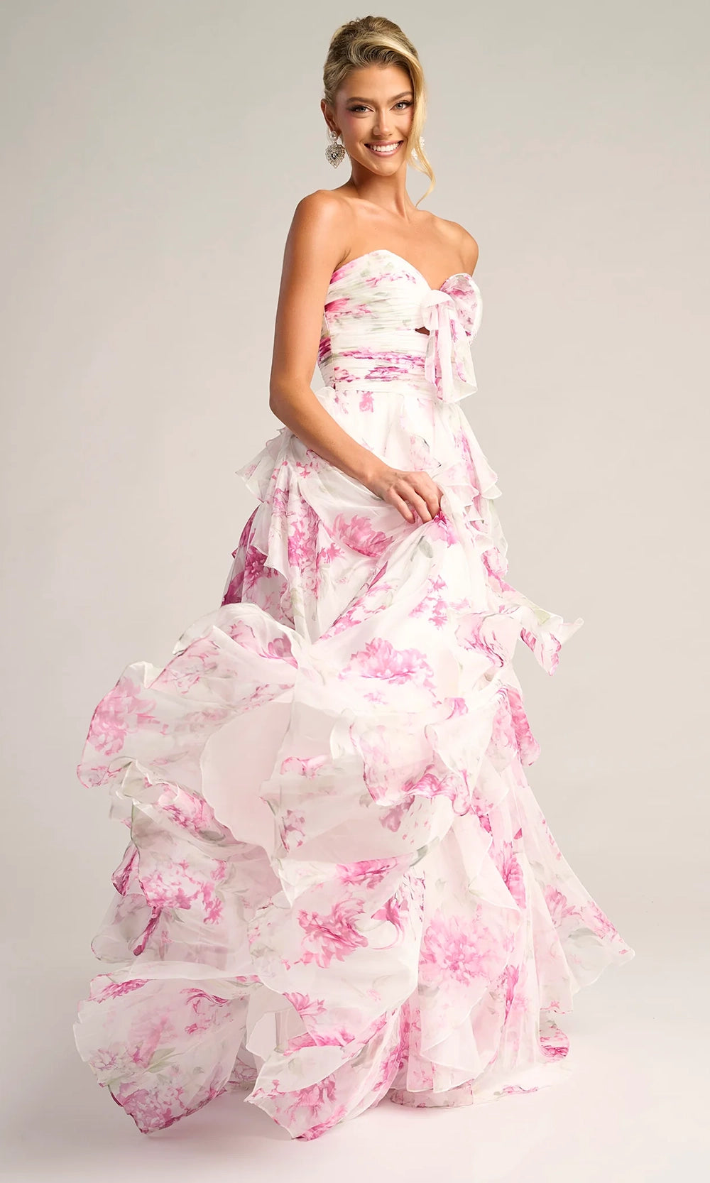 Portia and Scarlett PS26254 - Cascading Ruffle Floral Print Gown - view 8