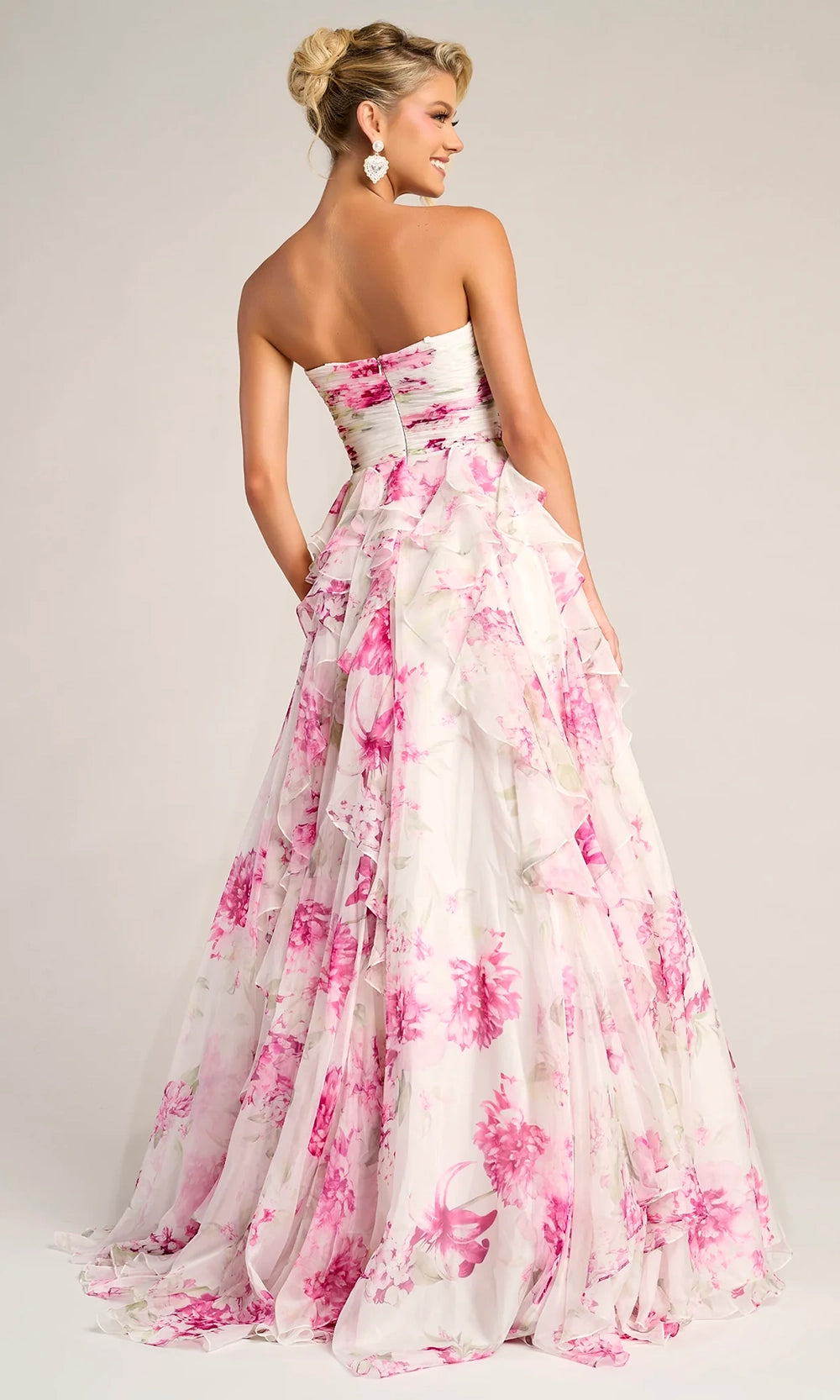 Portia and Scarlett PS26254 - Cascading Ruffle Floral Print Gown - view 10