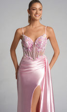 Portia and Scarlett PS26270 - Sheath Floral Embellished Corset Gown - detail view