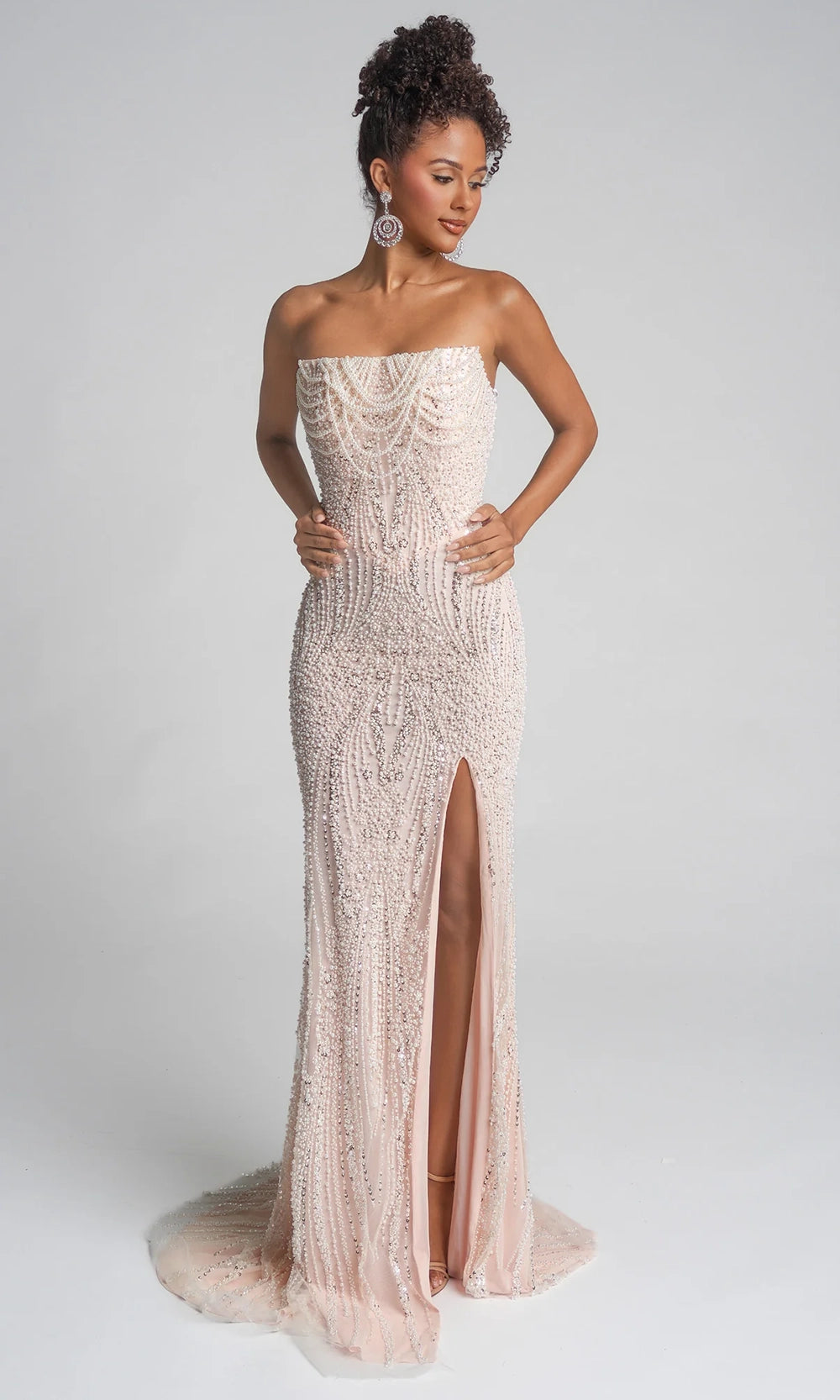 Portia and Scarlett PS26277 - Pearl Beadwork Straight Neckline Dress - designer prom dress at Silhouette Dresses