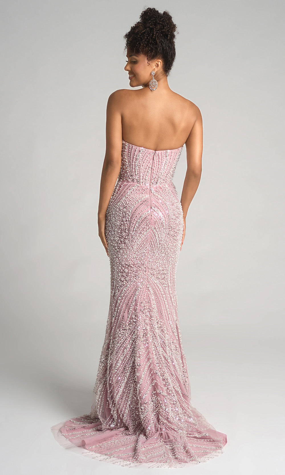 Portia and Scarlett PS26277 - Pearl Beadwork Straight Neckline Dress - back view