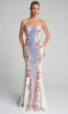 Portia and Scarlett PS26286 - Strapless Shimmer Floral Dress - designer prom dress at Silhouette Dresses