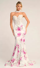 Portia and Scarlett PS26299 - Lace Corset Floral Mermaid Gown - view 6
