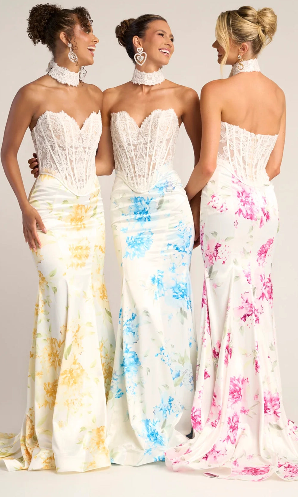 Portia and Scarlett PS26299 - Lace Corset Floral Mermaid Gown - back view