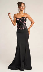 Portia and Scarlett PS26301E - Lace Applique Bodice Trumpet Dress - designer prom dress at Silhouette Dresses