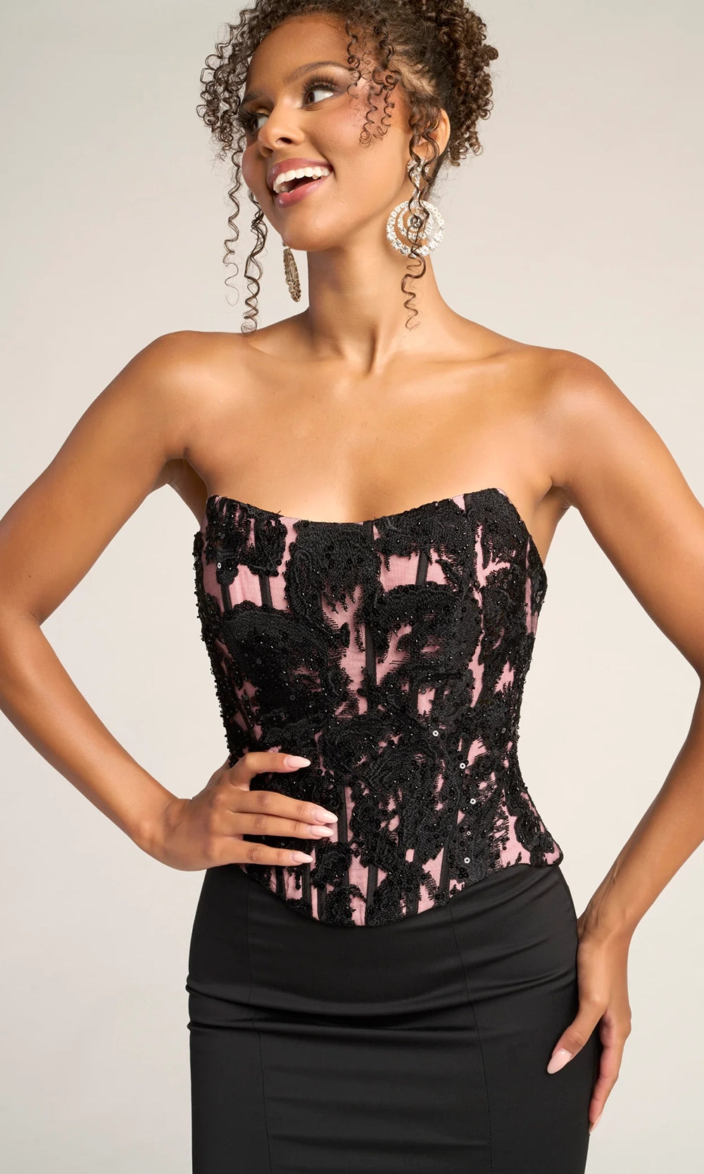 Portia and Scarlett PS26301E - Lace Applique Bodice Trumpet Dress - view 5