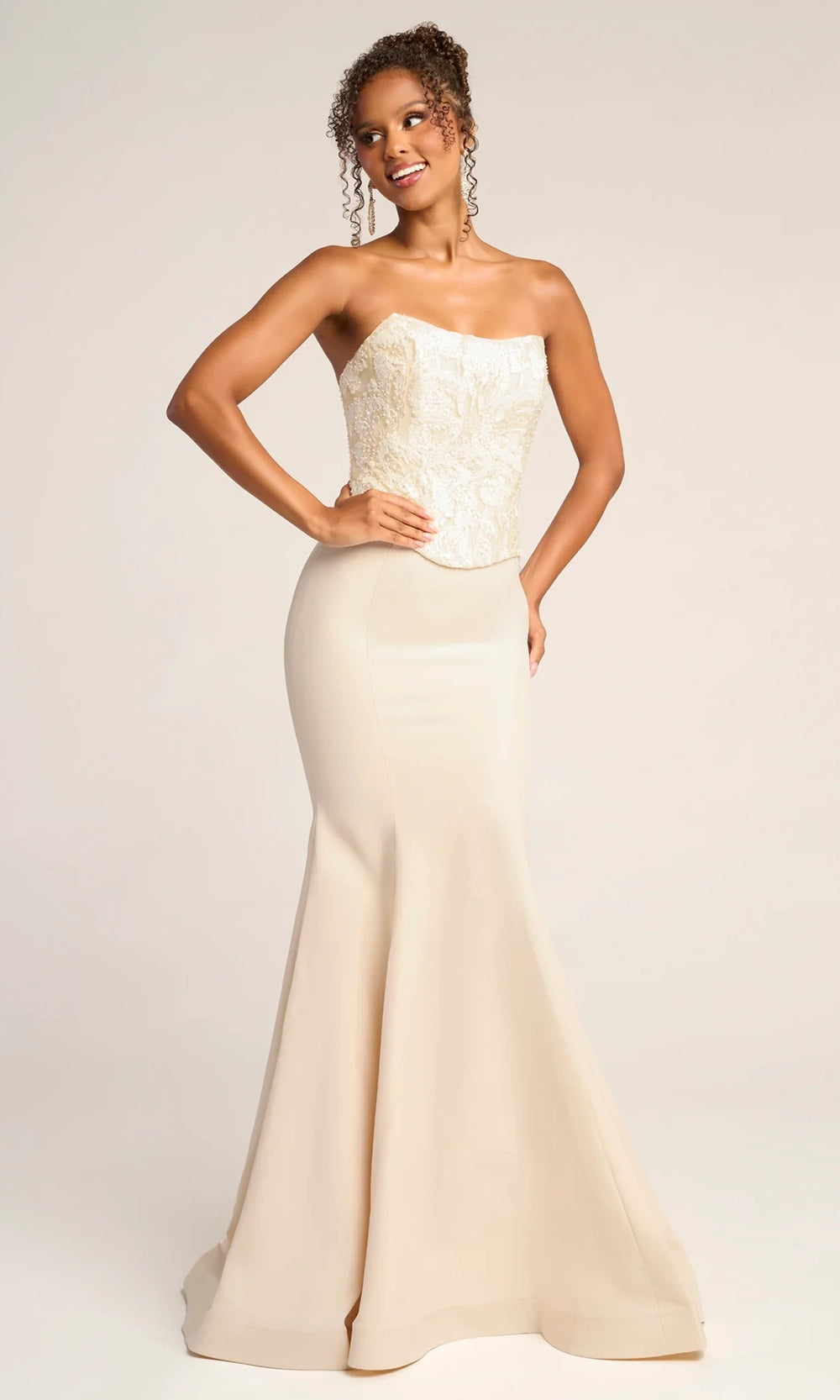 Portia and Scarlett PS26301E - Lace Applique Bodice Trumpet Dress - view 6