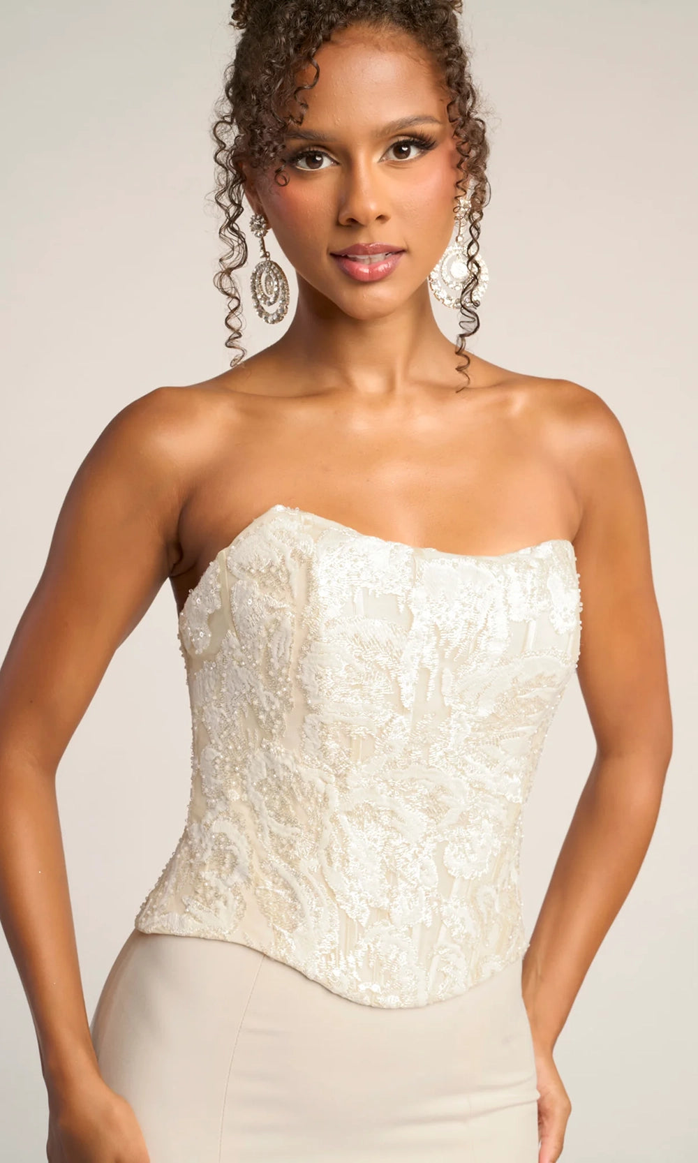 Portia and Scarlett PS26301E - Lace Applique Bodice Trumpet Dress - view 7