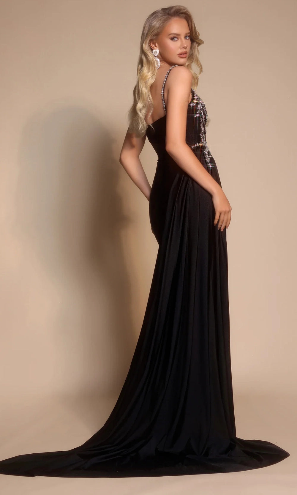 Portia and Scarlett PS26304E - Spaghetti Strap Beaded Applique Dress - view 4