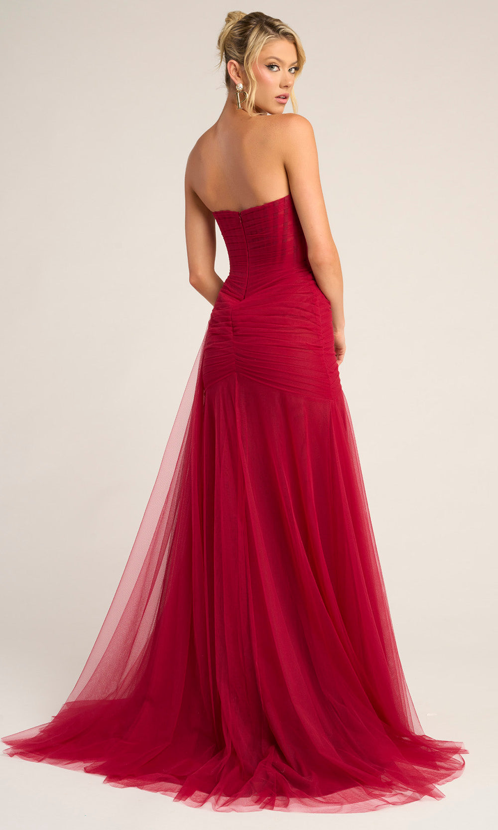 Portia and Scarlett PS26307E - Ruched Sweetheart Dress With Side Drape - back view