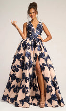Portia and Scarlett PS26312E - Floral Embroidered Box Pleated Gown - view 6