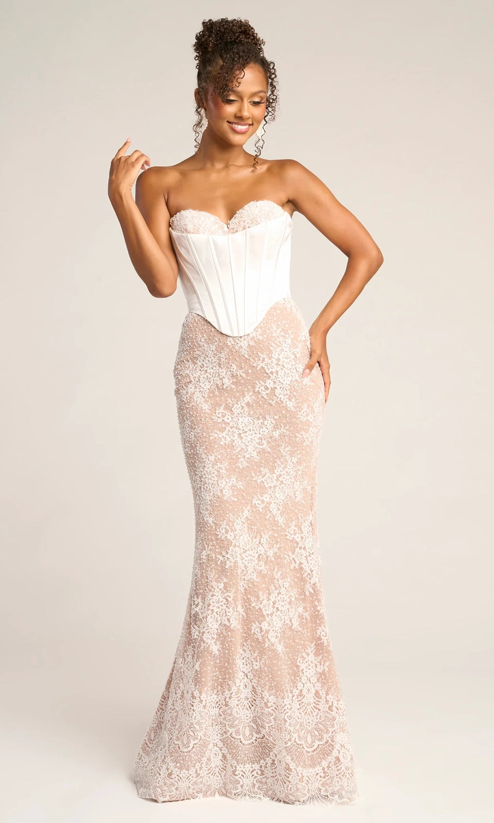 Portia and Scarlett PS26328E - Sparkle Lace Sweetheart Overskirt Gown - view 5
