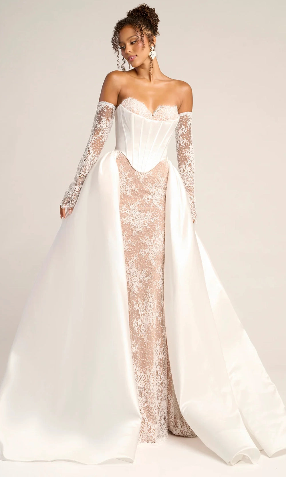 Portia and Scarlett PS26328E - Sparkle Lace Sweetheart Overskirt Gown - designer wedding dress at Silhouette Dresses