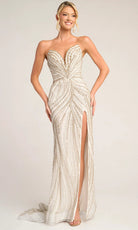 Portia and Scarlett PS26407C - Jeweled Ornate Plunge V-Neck Gown - view 11