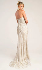 Portia and Scarlett PS26407C - Jeweled Ornate Plunge V-Neck Gown - view 13