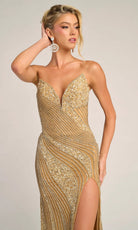 Portia and Scarlett PS26410C - Embellished High Slit Strapless Dress - detail view