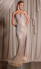 Portia and Scarlett PS26410C - Embellished High Slit Strapless Dress - view 5
