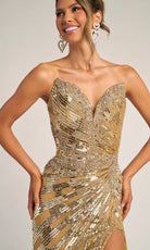 Portia and Scarlett PS26413C - Deep V-Neckline Shimmer Prom Dress - view 4