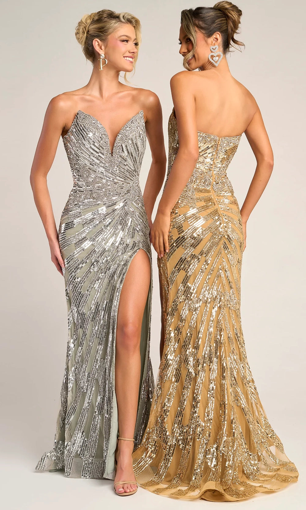 Portia and Scarlett PS26413C - Deep V-Neckline Shimmer Prom Dress - view 7
