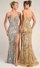 Portia and Scarlett PS26413C - Deep V-Neckline Shimmer Prom Dress - view 7