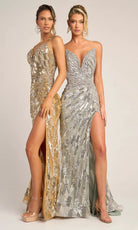 Portia and Scarlett PS26413C - Deep V-Neckline Shimmer Prom Dress - view 6