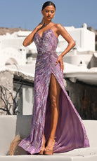 Portia and Scarlett PS26413C - Deep V-Neckline Shimmer Prom Dress - view 11