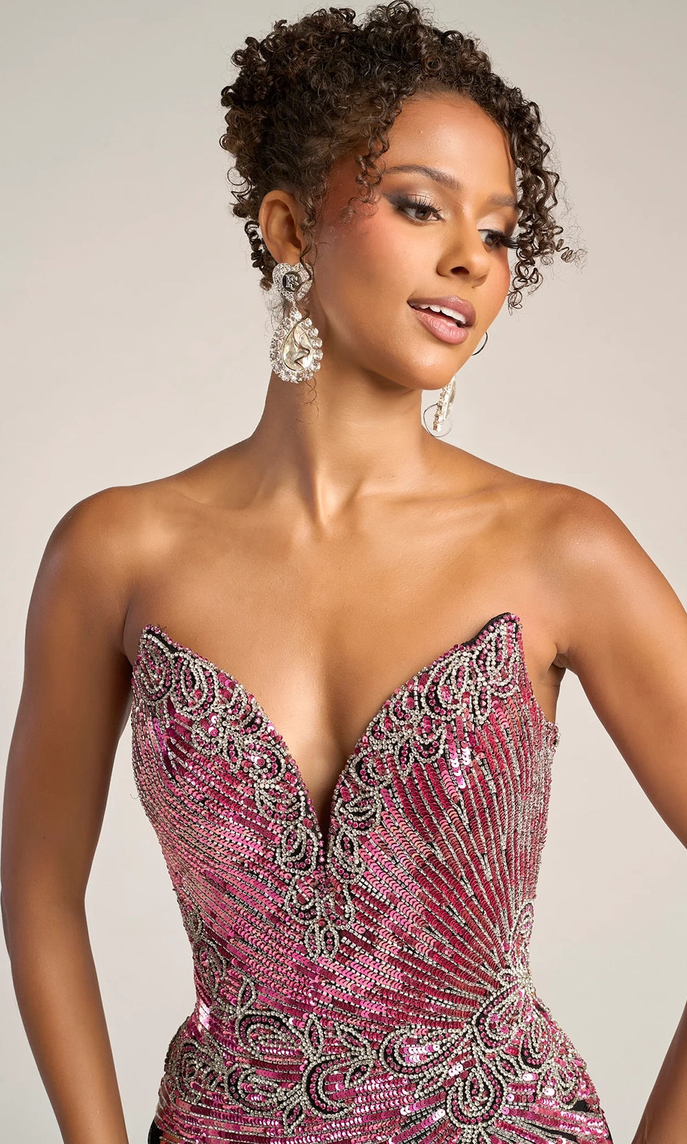 Portia and Scarlett PS26413C - Deep V-Neckline Shimmer Prom Dress - view 13