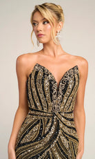 Portia and Scarlett PS26418C - Strapless Beaded Prom Dress With Slit - back view