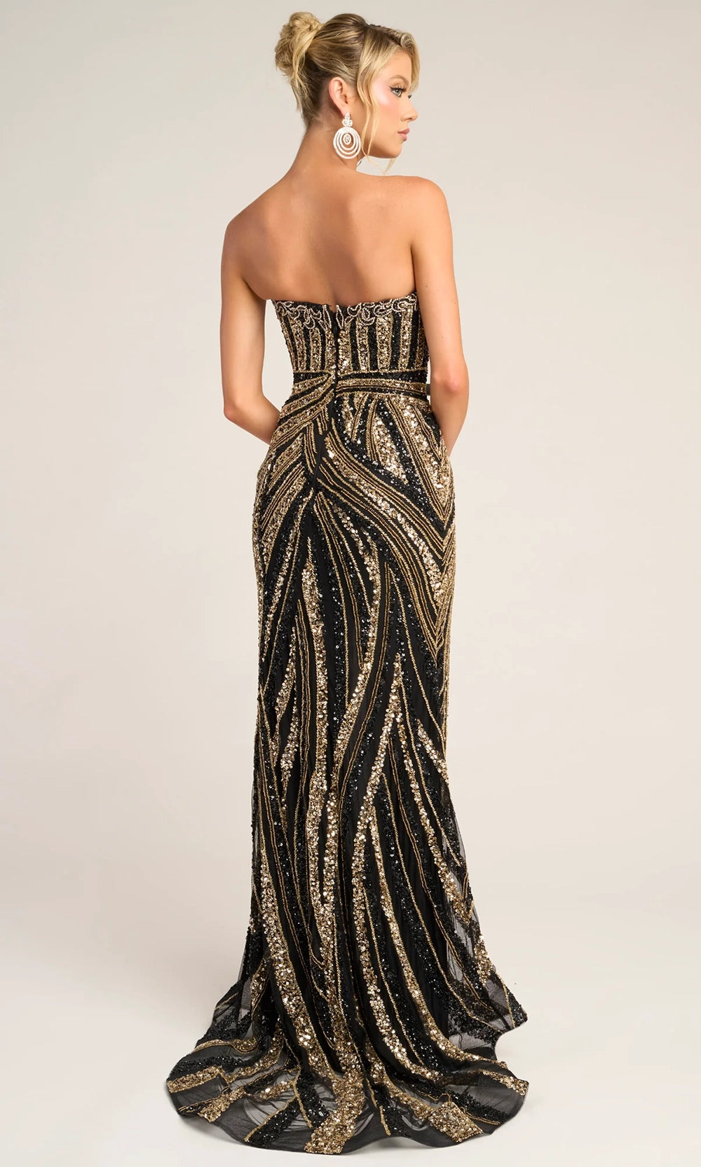 Portia and Scarlett PS26418C - Strapless Beaded Prom Gown Slit - back view