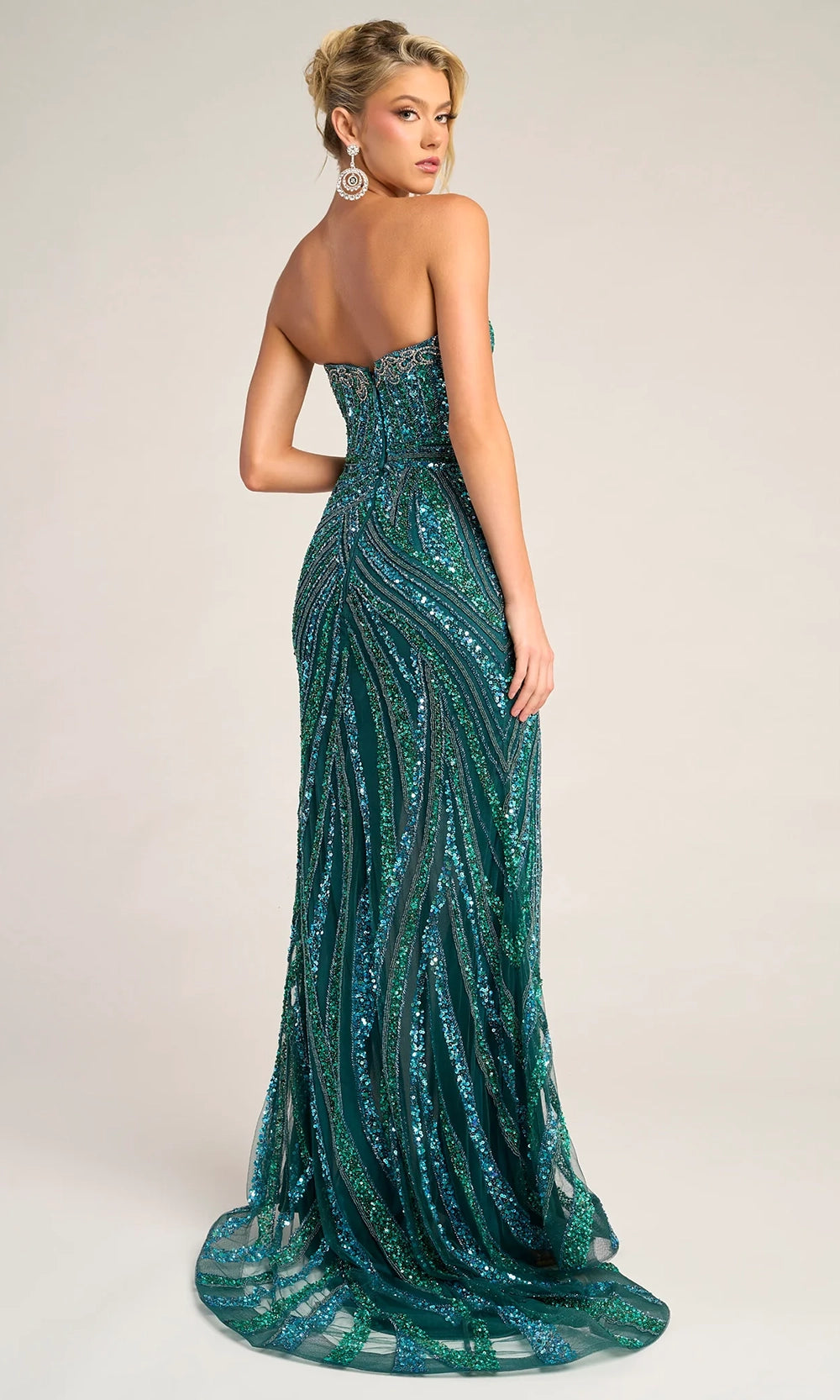 Portia and Scarlett PS26418C - Strapless Beaded Prom Dress With Slit - view 7