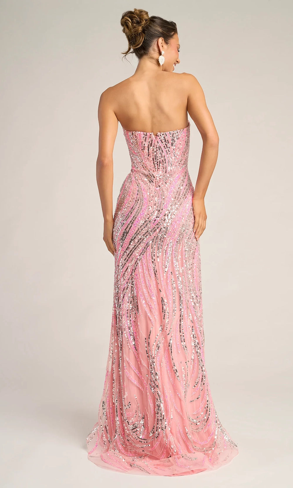 Portia and Scarlett PS26419C - V-Neckline High Slit Sparkling Dress - back view