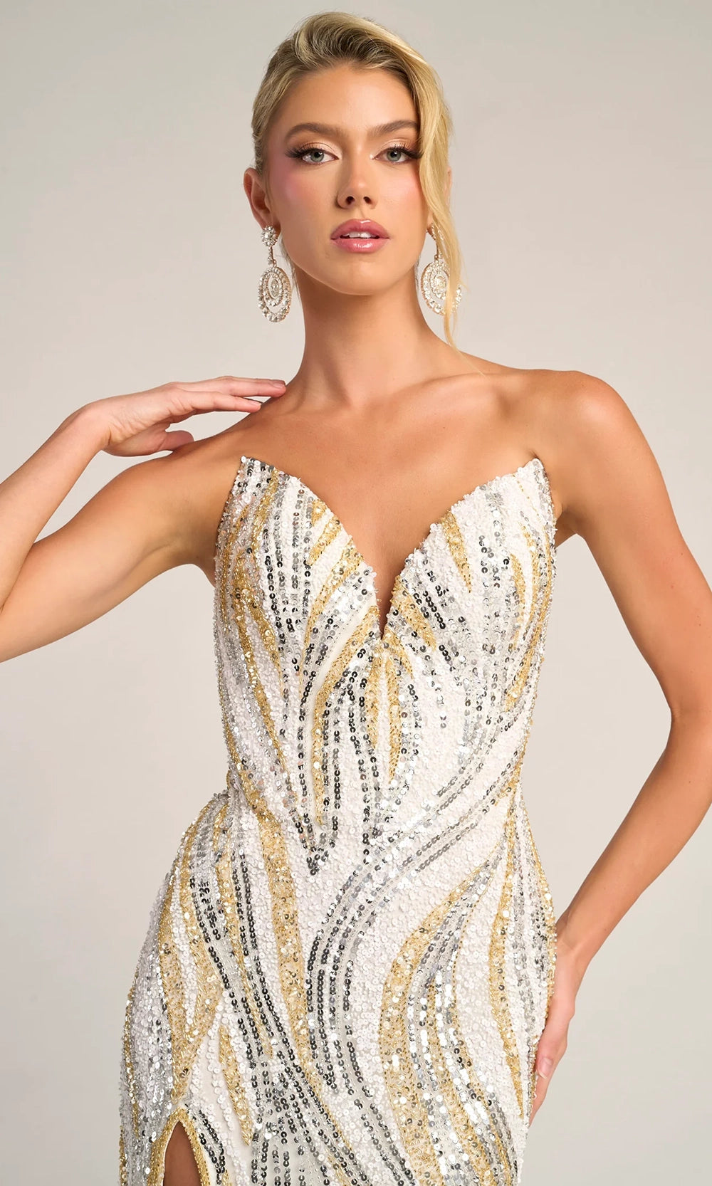 Portia and Scarlett PS26419C - V-Neckline High Slit Sparkling Dress - view 8