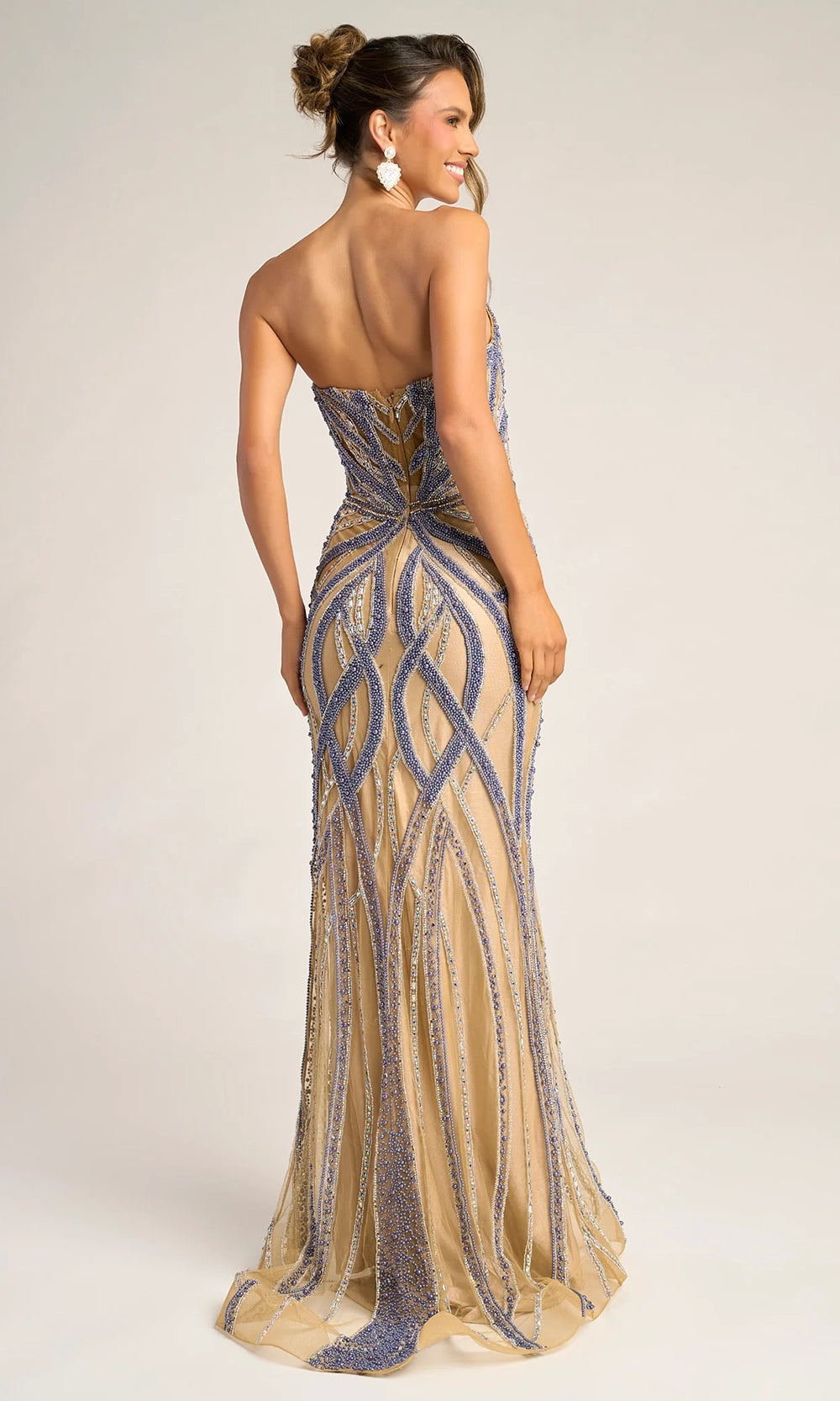 Portia and Scarlett PS26423C - Sheer Beaded Strapless Sheath Gown - view 7